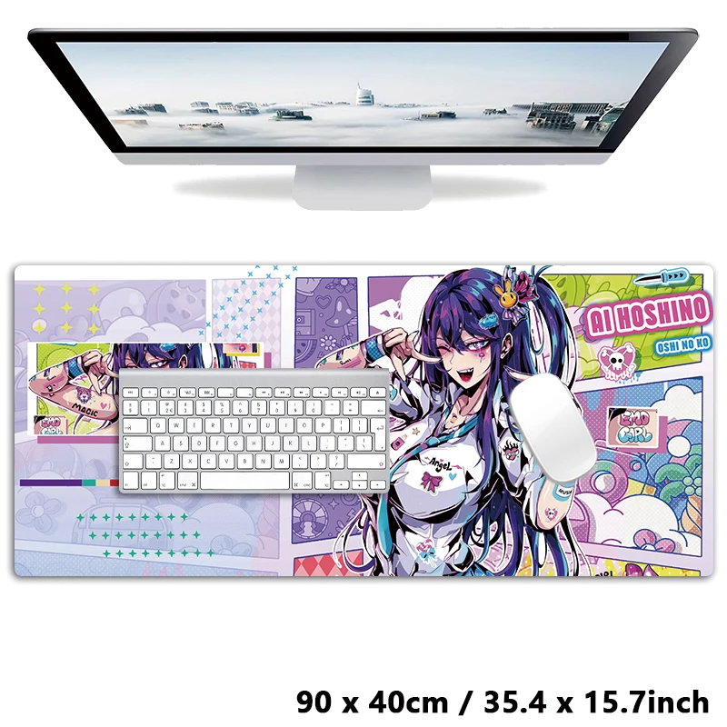 Oshi hiçbir Ko Hoshino Ai Mouse pad masa Mat oyun XXL Anime kızlar seksi moda Mousepad klavye halı masaüstü Mat küçük ped