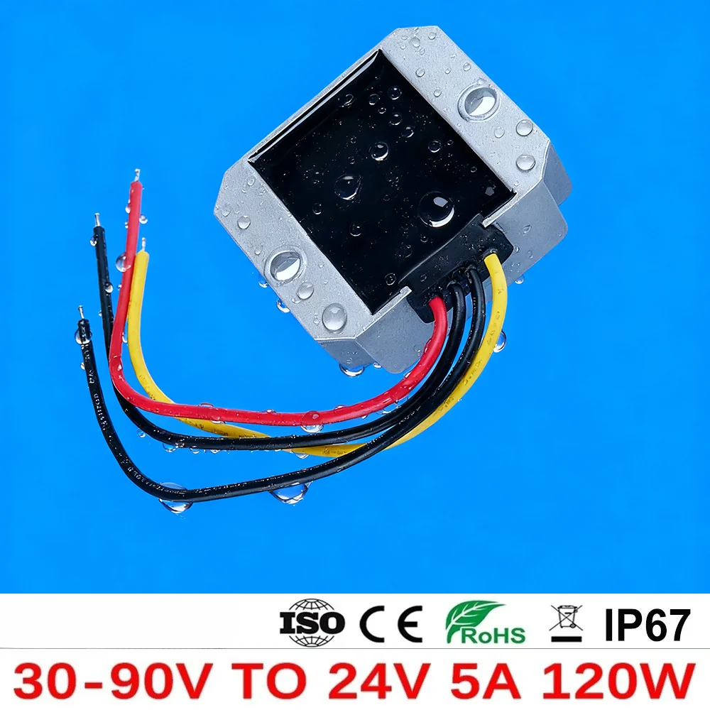 

30-90V to 24V 5A 24Volt Step-down Voltage Regulator DC DC Buck Converter Transformer Car Power Supply 36V 48V 60V 72V