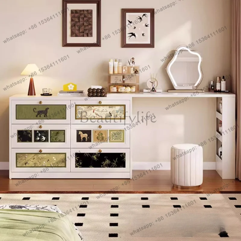 PG Drawers Makeup Dressing Table Bedroom Desk Chair Modern European Vanity Table Bedside Shelf Mesa De Maquillaje Home Furniture