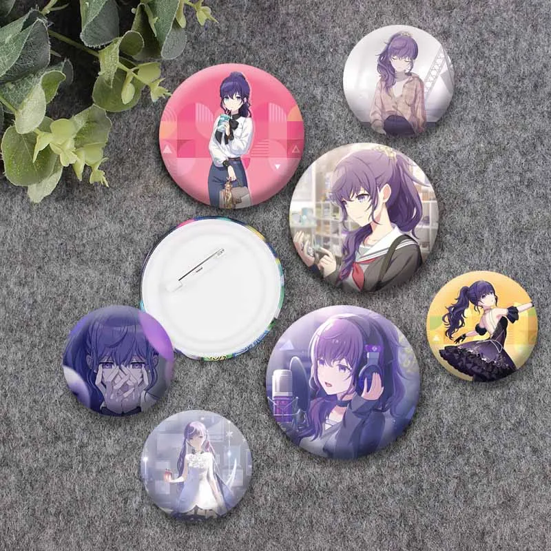 Project Sekai Cartoon Game Button Brooch Pins Handmade Cute Asahina Mafuyu Badge Clothing Backpack Accessories Jewelry Ornaments