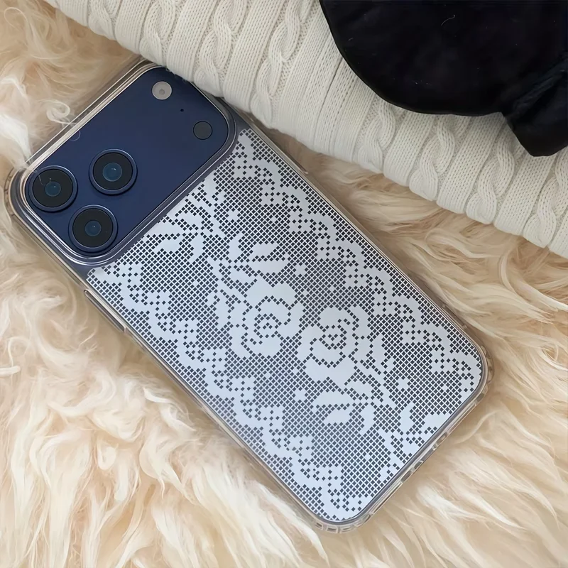 Korean Romantic White Lace Rose Minimalist Phone Case For iPhone 17 AIR 16 15 14 13 12 11 PRO MAX MINI 7 8 PLUS Dustproof Cover