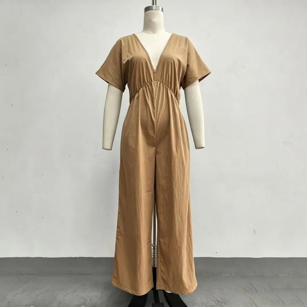 

Women Jumpsuit Comfortable Jumpsuit Women Women's Deep V Neck Jumpsuit Casual Wide Leg Romper with Pockets Summer for Vacation