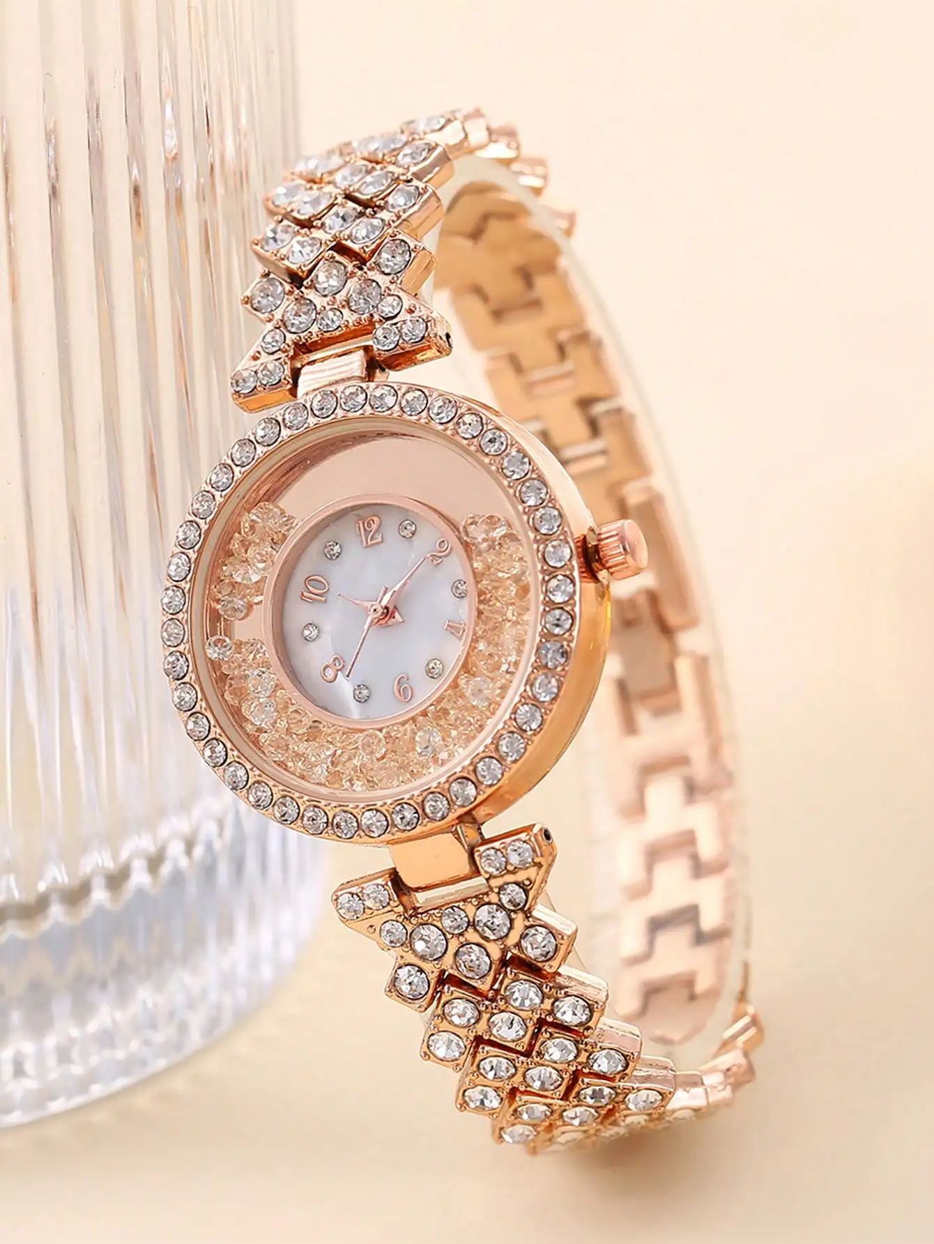 Ladies' Fashion Starry Sky Set Diamond Watch Roman Round Treasure Bowl Full Diamond Quartz Watch