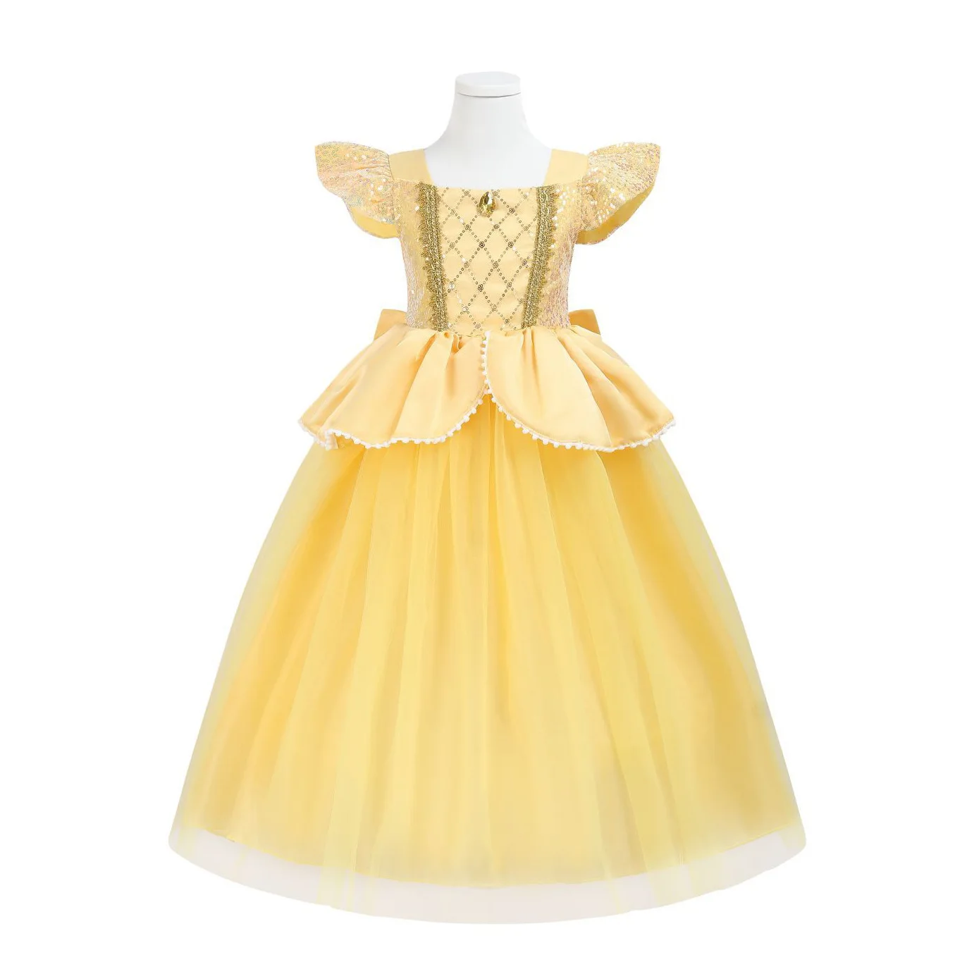 Disney Belle Princess Dress Girls Cosplay Beauty and The Beast Cinderella Snow White Costumes Kids Halloween Carnival Clothes