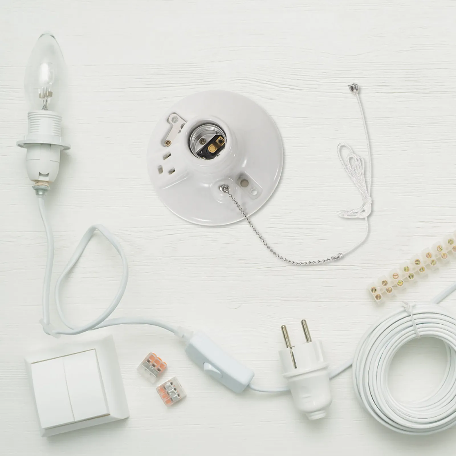 

Керамический патрон для лампы с цепочкой-выключателем, 4,4 дюйма, фарфоровый, для потолочных подвесных светильников, для ремонта ламп, на одну лампочку