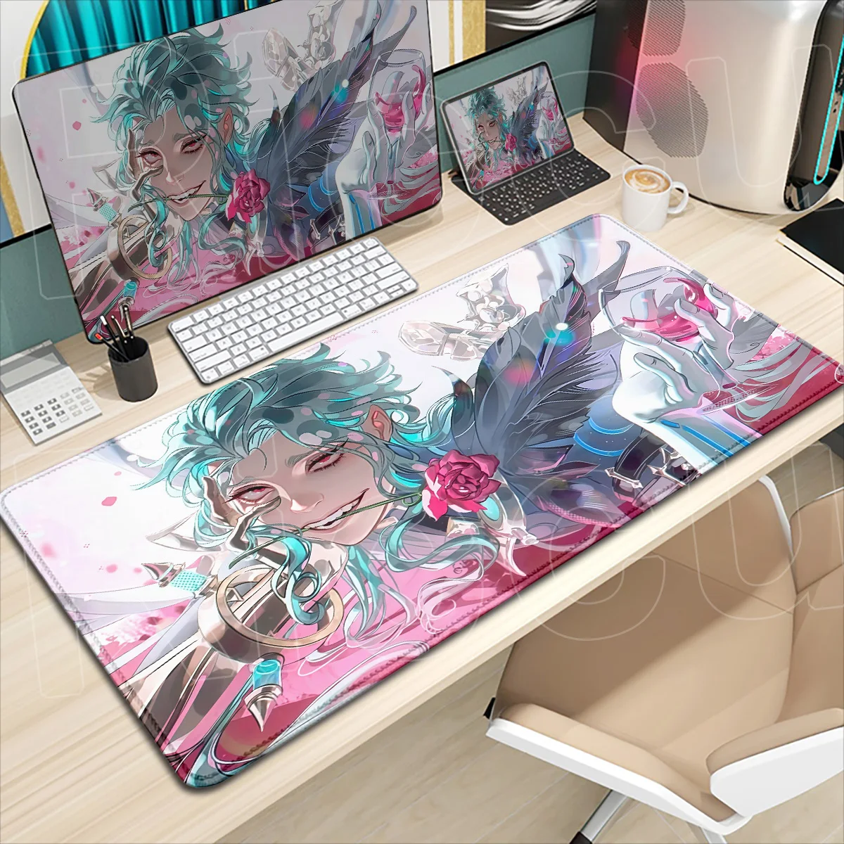 Antypoślizgowe gumowe podkładki pod klawiaturę do laptopa, duże podkładki na biurko Genshin Impact The Doctor II Dottore Anime, podkładka pod mysz do gier, akcesoria biurowe. — zdjęcie produktu 2