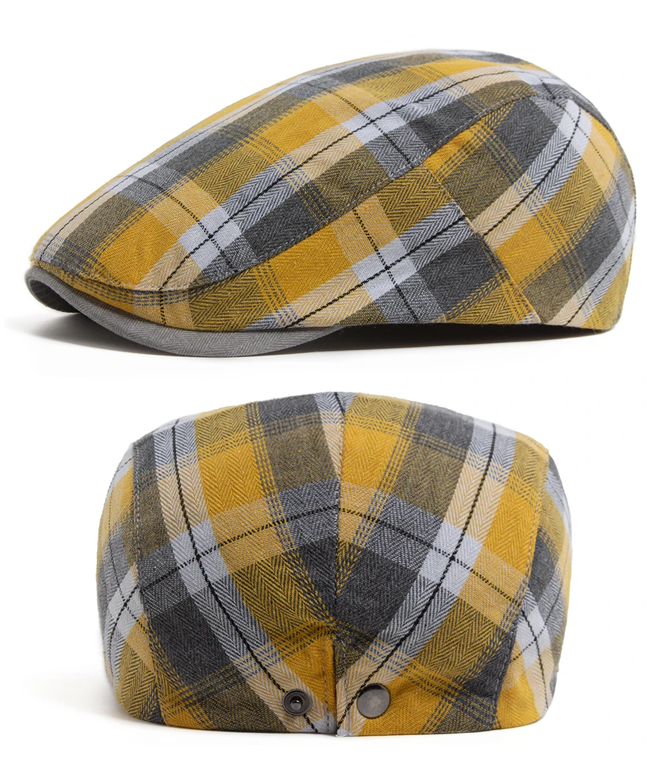 Sommer Plaid Dünne Baskenmütze Frauen Männer Mode Vintage Visier Hut Casual Weibliche Newsboy Caps Retro Flache Kappe Für Frühling Herbst Neue – Detail 8
