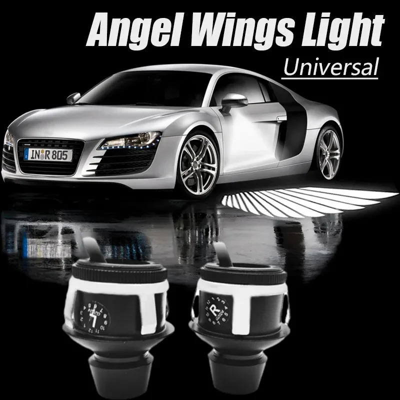 

2PCS Car Angel Wings Welcome Light Dynamic Rearview Mirror Carpet Light Led Ambient Lights Decorative Atmosphere Lamp Universal