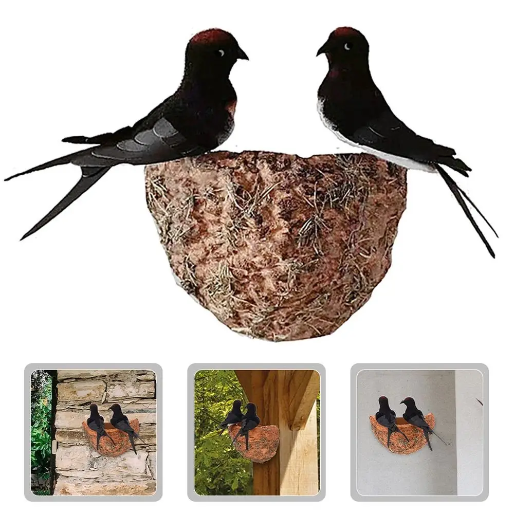 Multicolor Simulated Swallow Nest Foam Home Decoration Artificial Birds Figurine Accessories Indoor Outdoor Faux Feather Swallow