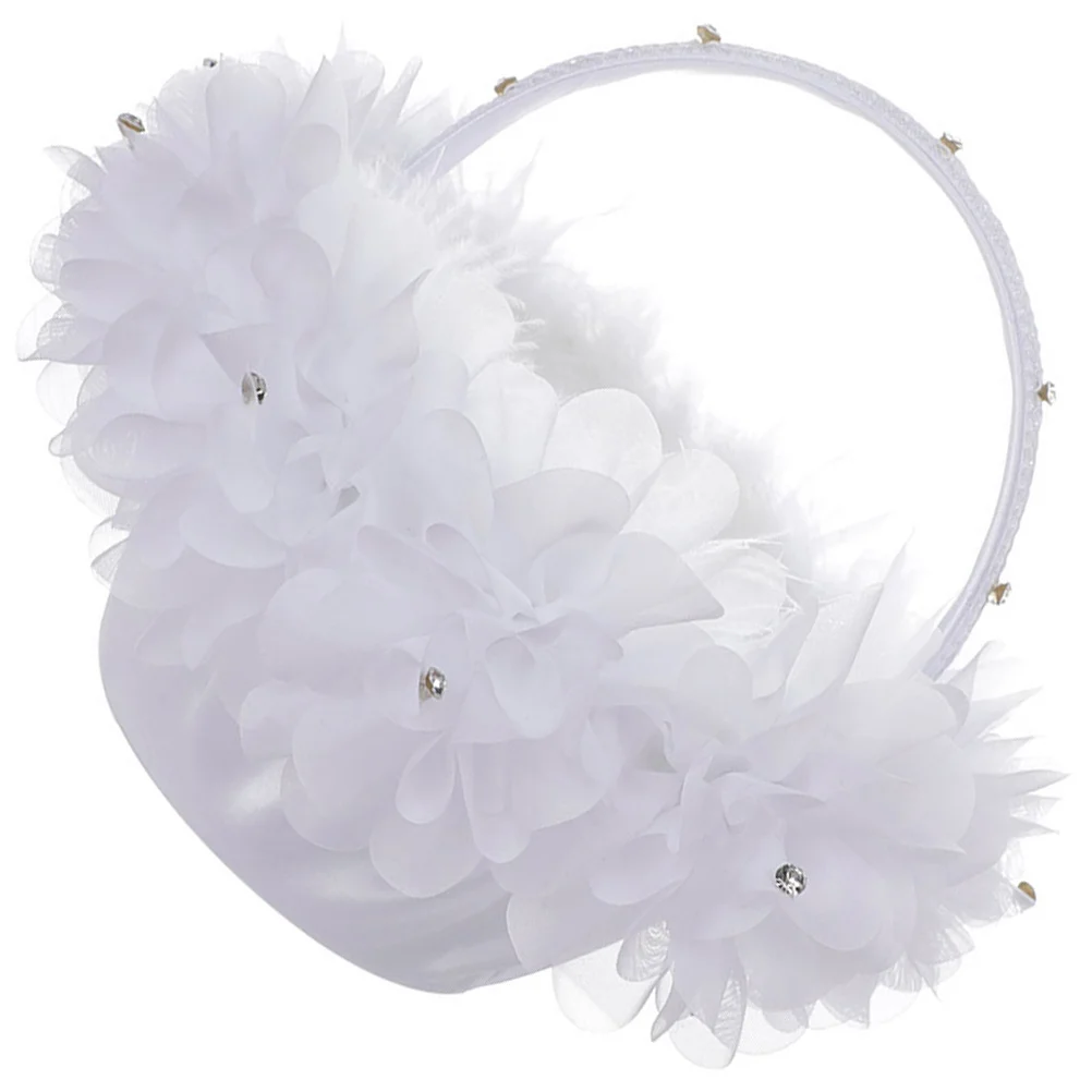 

White Petals Flower Basket Wedding Bride Bridesmaid Girl Rustic Storage Elegant Handmade Durability Classic Romantic