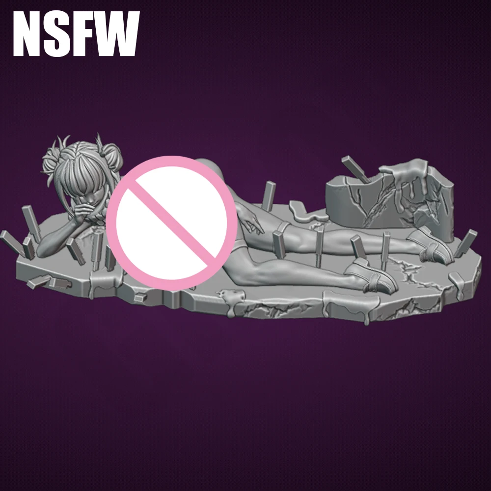 1/24 Beautiful Girl Lying Down Resin Figurine Toy Unpainted GK Doll Unassembled 3D Print Assembly Miniature Reduction Statue Toy