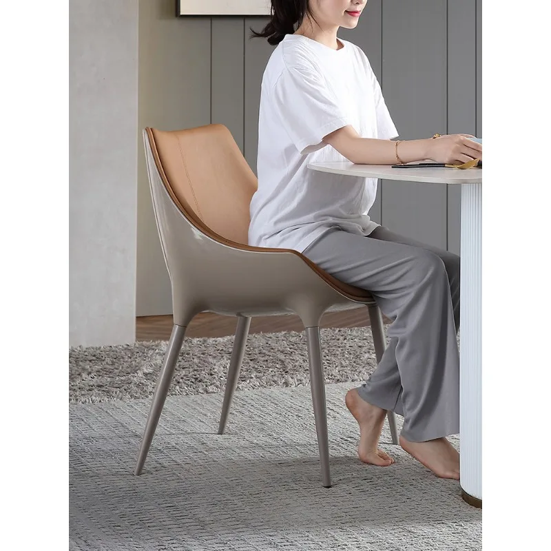 

Leather dining chair Italian minimalist first layer cowhide high-end modern home high-end restaurant chair