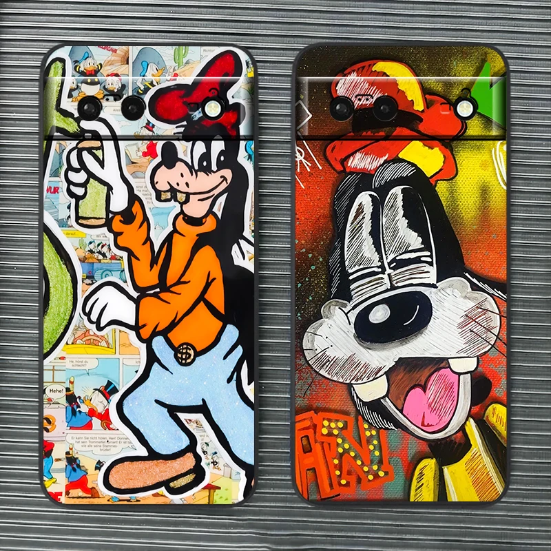 Disney Mickey Cartoon Goofy For Google Pixel 8 7A 7 6A 6 5A 5 4 4A XL 5G Black Silicon Shockproof Shell Back Phone Case