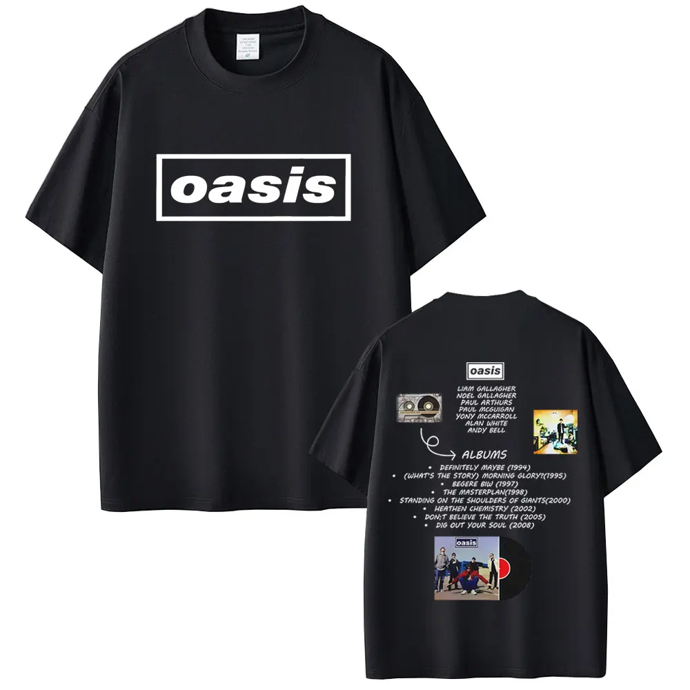 

O-Oasis T Shirt British Rock Band T Shirts Men Women Casual Oversized T-shirt Men's High Quality Cotton Short Sleeve T-shirts