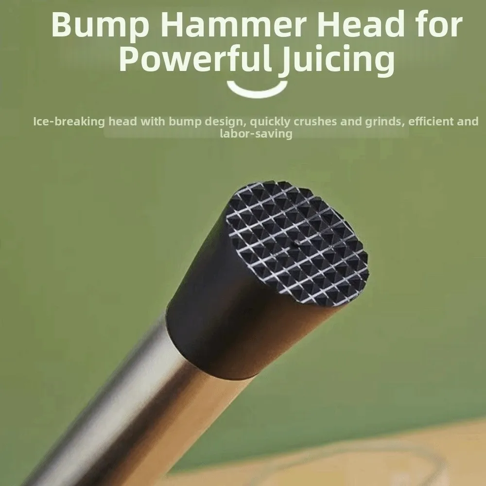 Creative Crushing Ice Hammer Stainless Steel Long Handle Fruit Tea Pounding Stick Wear-resistant Labor-saving Bar Muddler