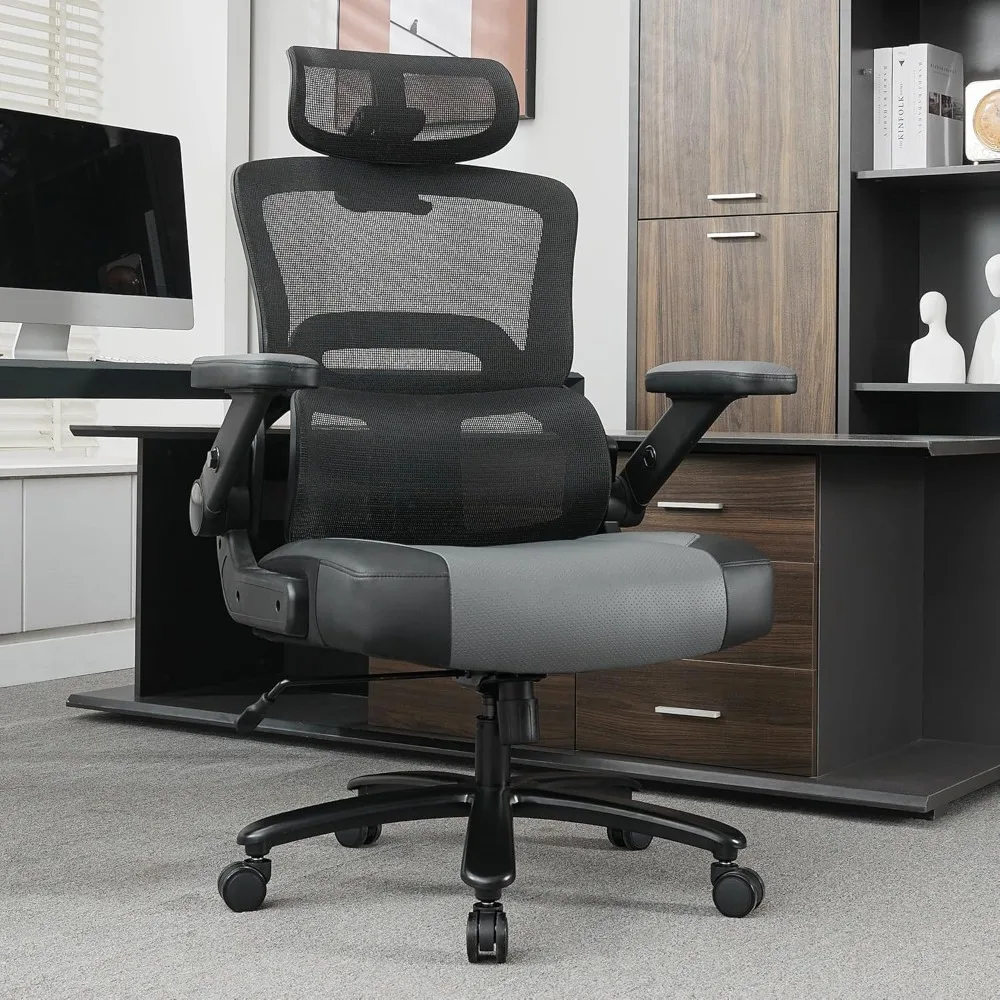 

500lbs Big and Tall Office Chair,Large Heavy Duty Executive Computer Chair with 5D Flip Arms,Ergonomic Mesh High Back Desk Chair