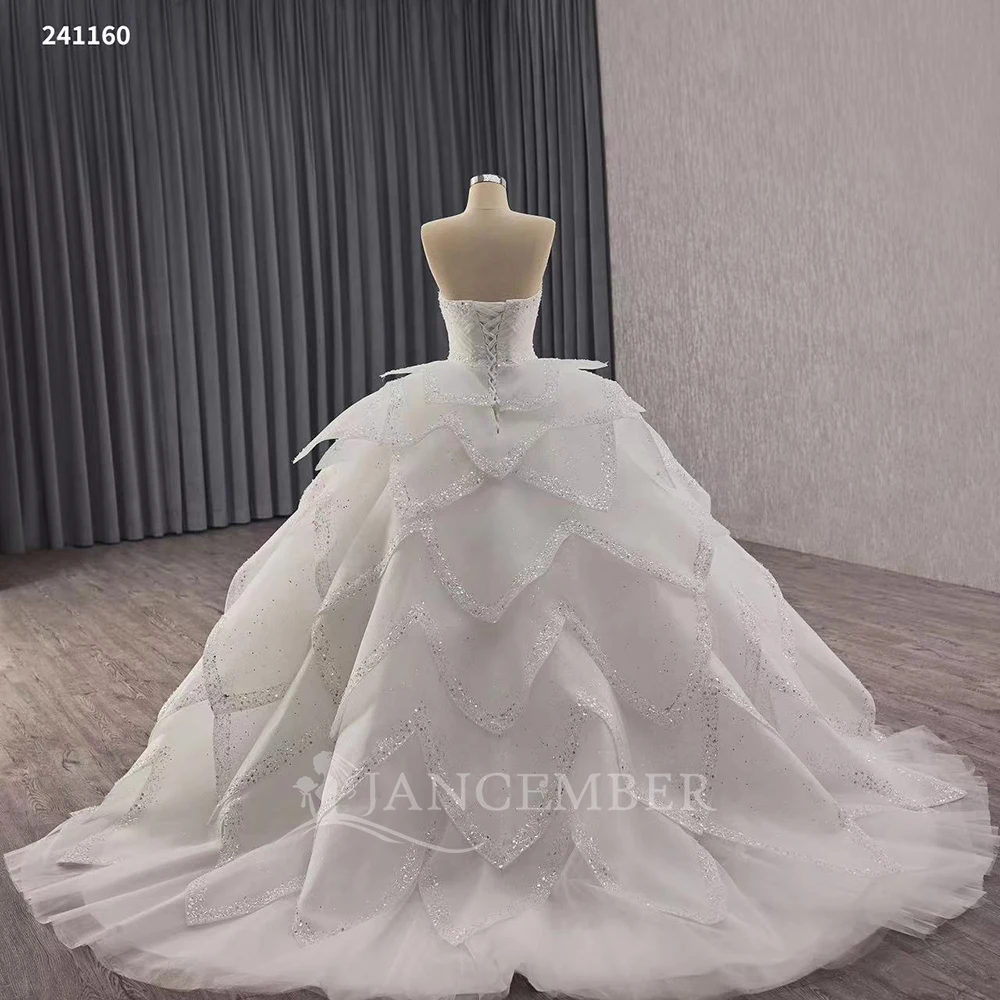 Aangepaste afneembare trein vrouwen baljurk trouwjurk bruids elegante mouwloze mooie kanten jurken vestidos para mujer