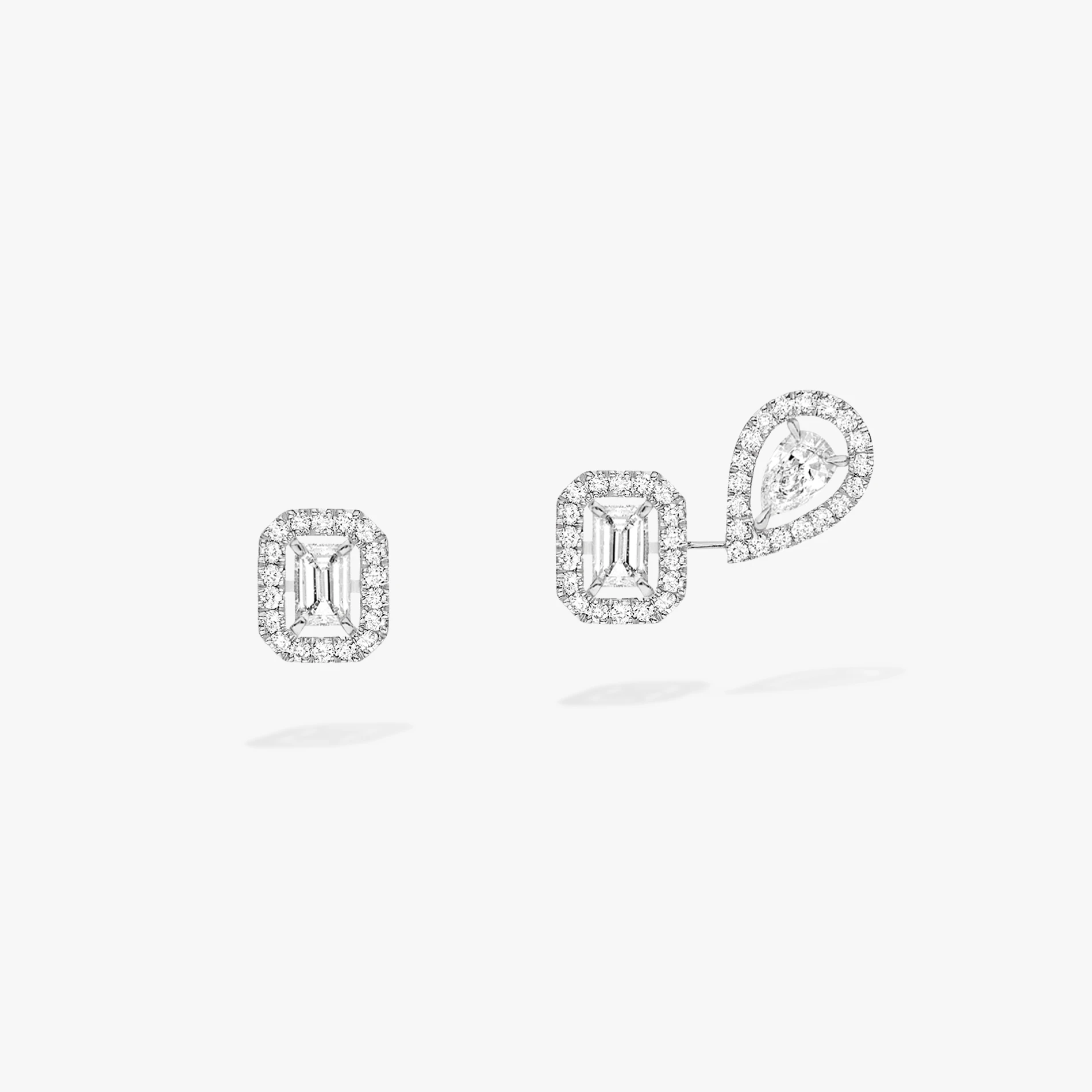 Messika Personality Jewelry, Rectangular Triplets All Diamonds, S925 Sterling Silver, Ladies Gift Athens Stud Earrings