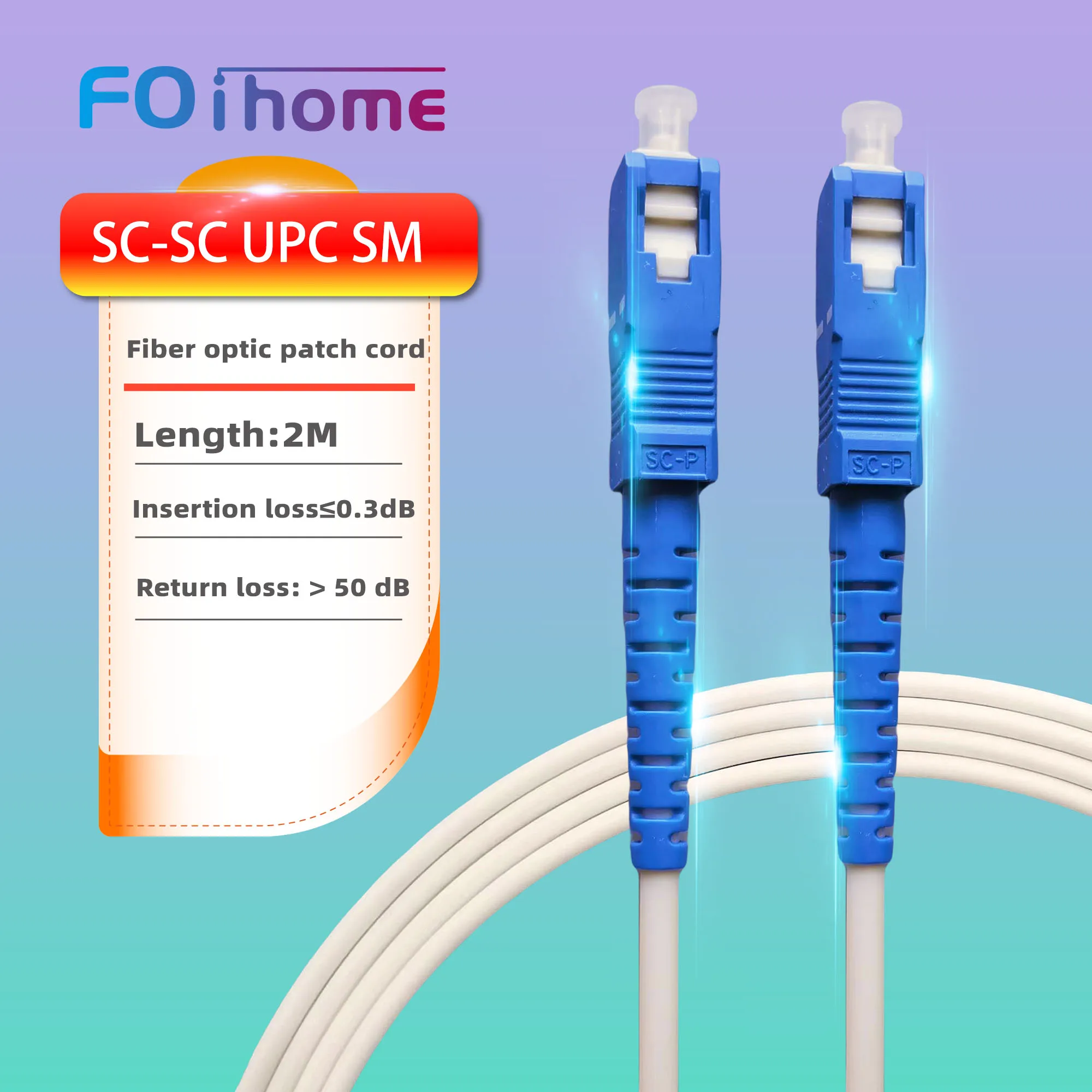 10PCS Fiber Optic Patch Cord 1M 2M  SC/UPC-SC/UPC  Single Mode Simplex White jakter Jumper Connector cables 3.0mm