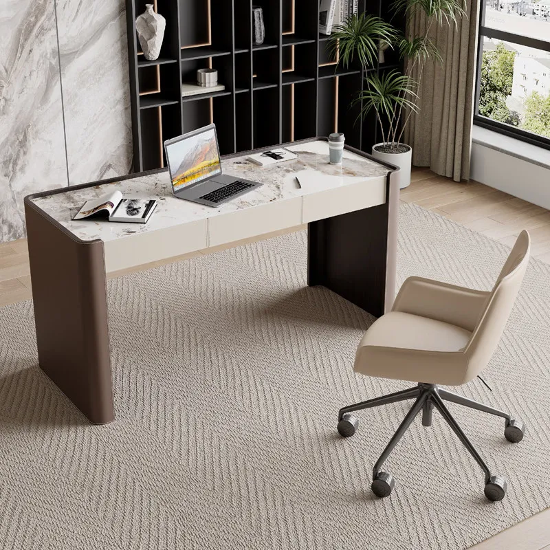 Italian minimalist rock slab light luxury home study desk modern simple small apartment writing desk computer