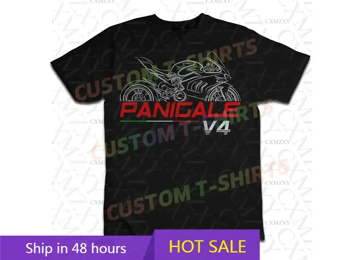 

2025 Men summer T Shirt Casual Ducatis PANIGALE V4 Motorcycle for Adventure Riders T-shirt Graphic Summer 100% Cotton Cool Tee