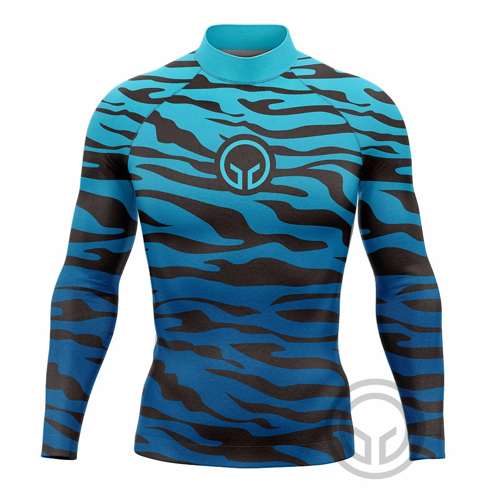 Nowa męska koszulka surfingowa z długim rękawem Rashguard ochrona UV Lycra strój kąpielowy do nurkowania replika wesołych ubrań