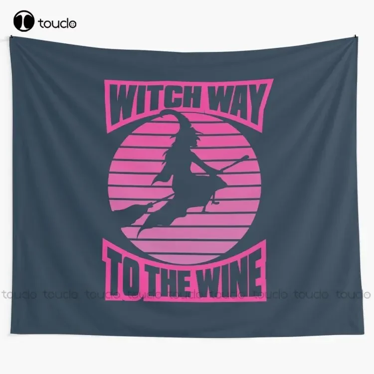 New Witch Way To The Wine 2 - Funny Tapestry Wall Tapestry Tapestry Wall Hanging For Living Room Bedroom Dorm Room Home Decor