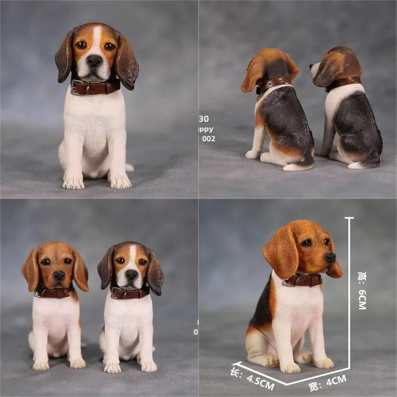 JXK Resin Cute Dog Model Puppy Model Wearing Collar Simulated Animal Model for Action Figures Body Accessory Gift