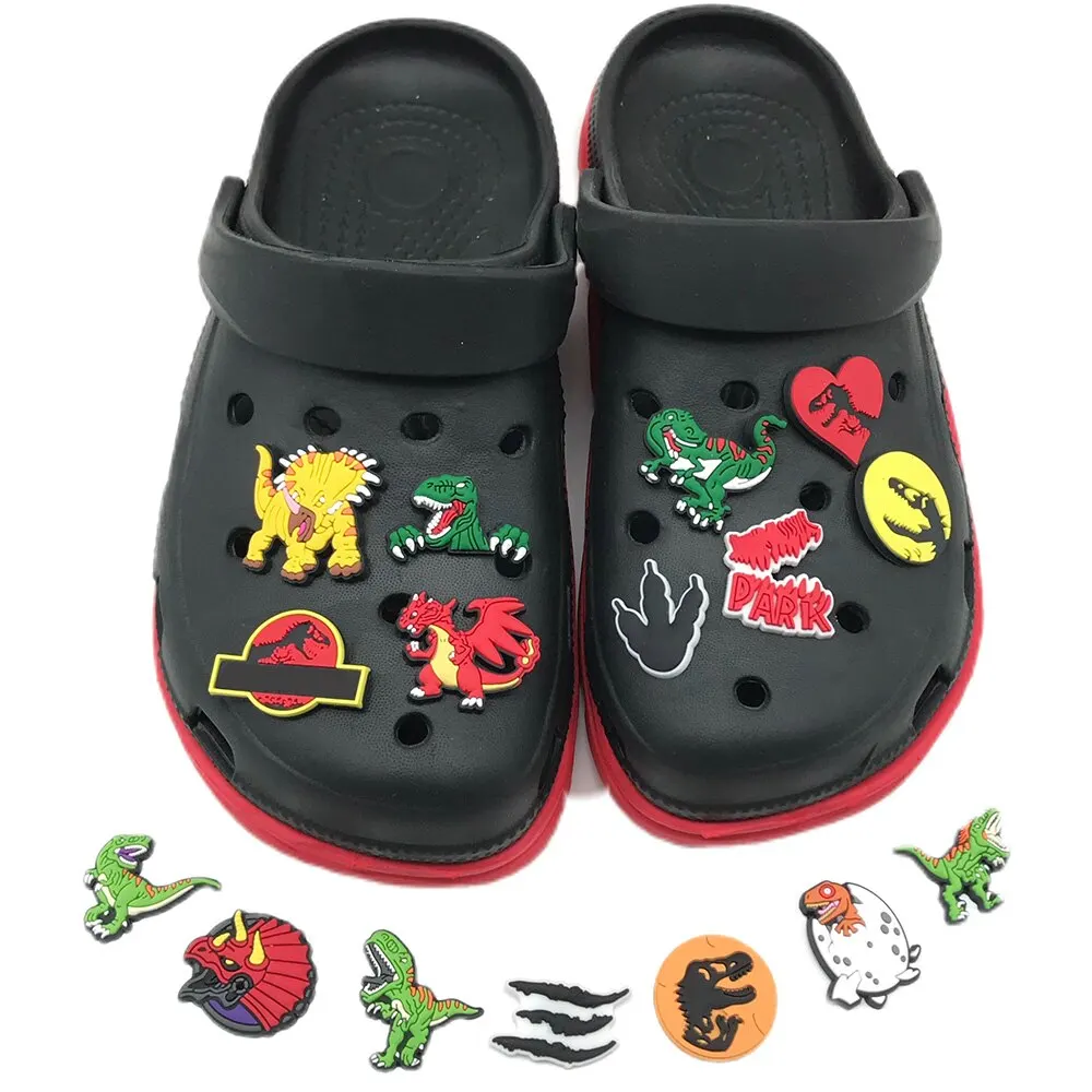 16pcs Dinosaur Pattern Shoe Decorations Charms for Clogs Bubble Slides Sandals PVC Shoe Accessories view 2