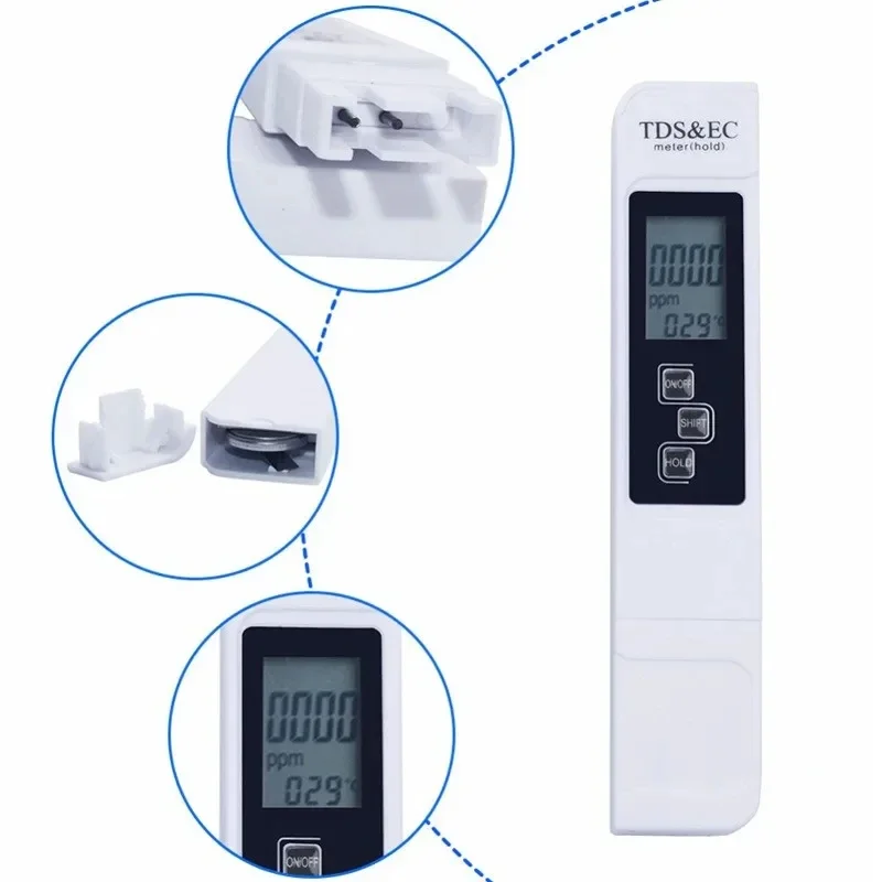 1pc Witte Handheld TDS Digitale Watertester Hoge Precisie Huishoudelijk Gezuiverd Kraanwater Multifunctionele Groot Scherm