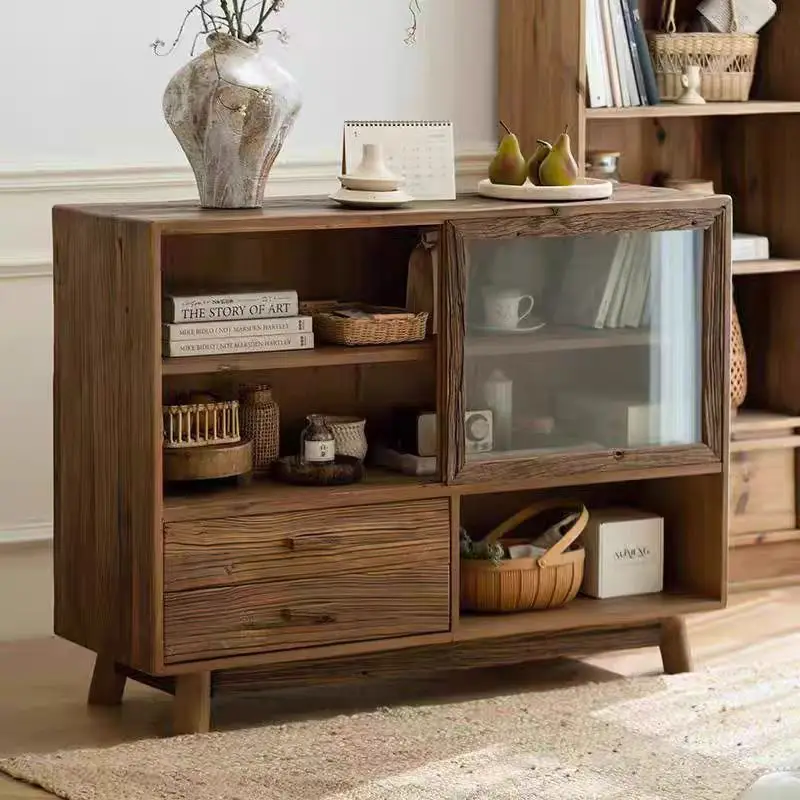 

Wabi Sanfeng old elm dining side cabinet solid wood tea cabinet B & B storage water cup tea set elm