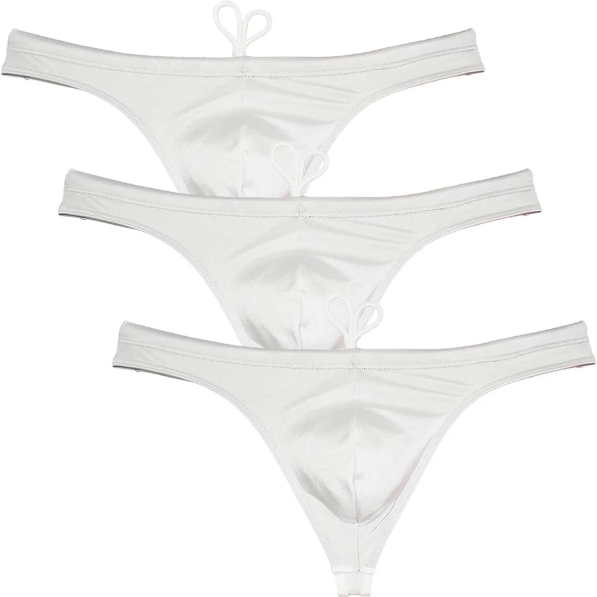 

3PACK Cheeky Swim Thong Men's Swimwear Enhancing Pouch Drawstring Lined Soft Smooth Beach Trunks Swimsuit Board Surfing Elastic