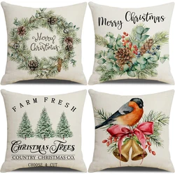 Christmas Decorative Pillowcases 45x45 cm Home Decor Couch Cushion Cover Christmas Decorations Pine Branches Wreath Pillow Cover