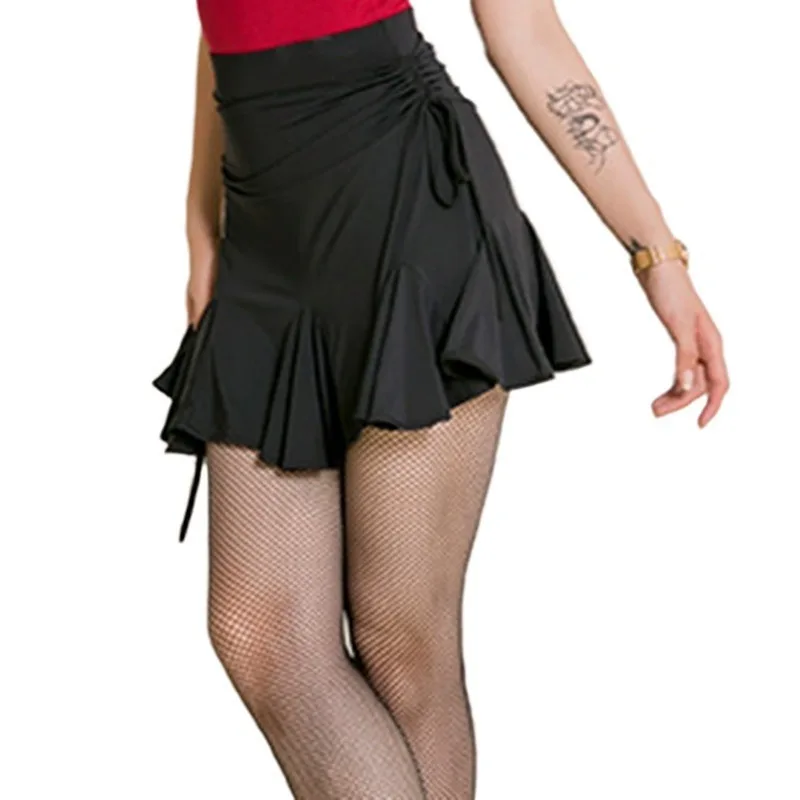 Robe d'entraînement de danse latine pour femmes, jupe d'entraînement de flamenco latine, costume taille haute pour dames, dessin de vêtements de danse standard