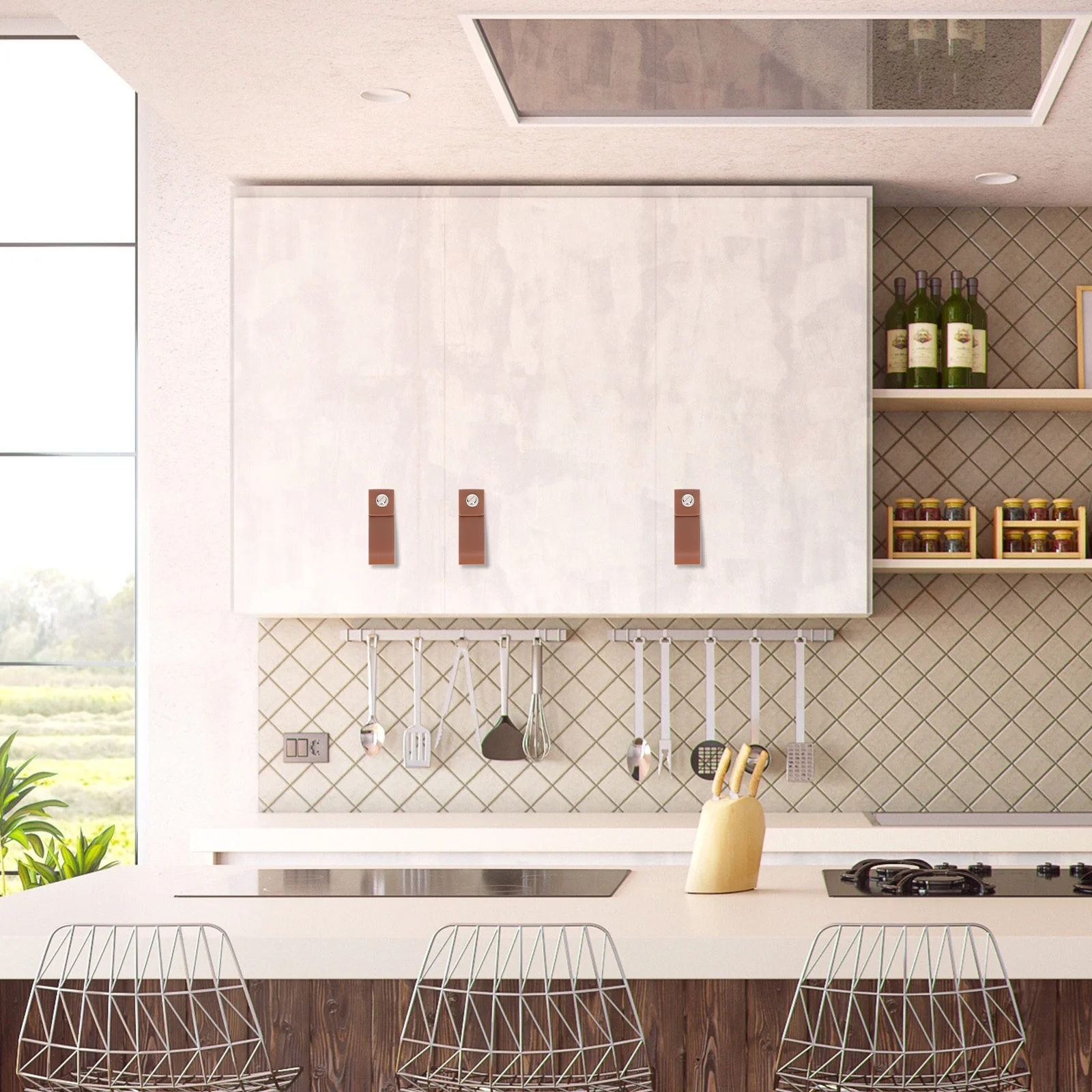 

12Pcs Cabinet Door Handles PU Drawer Puller Furniture Wardrobe Kitchen Bathroom Durable Vintage Replacement Knobs