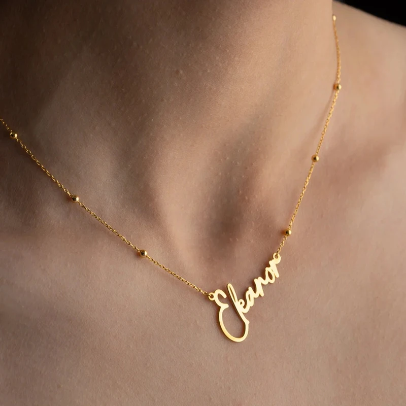 Personalized Custom Name Cuban Chain Necklaces for Women Men Stainless Steel Name Pendant Figaro Chain Birthday Jewelry Gift