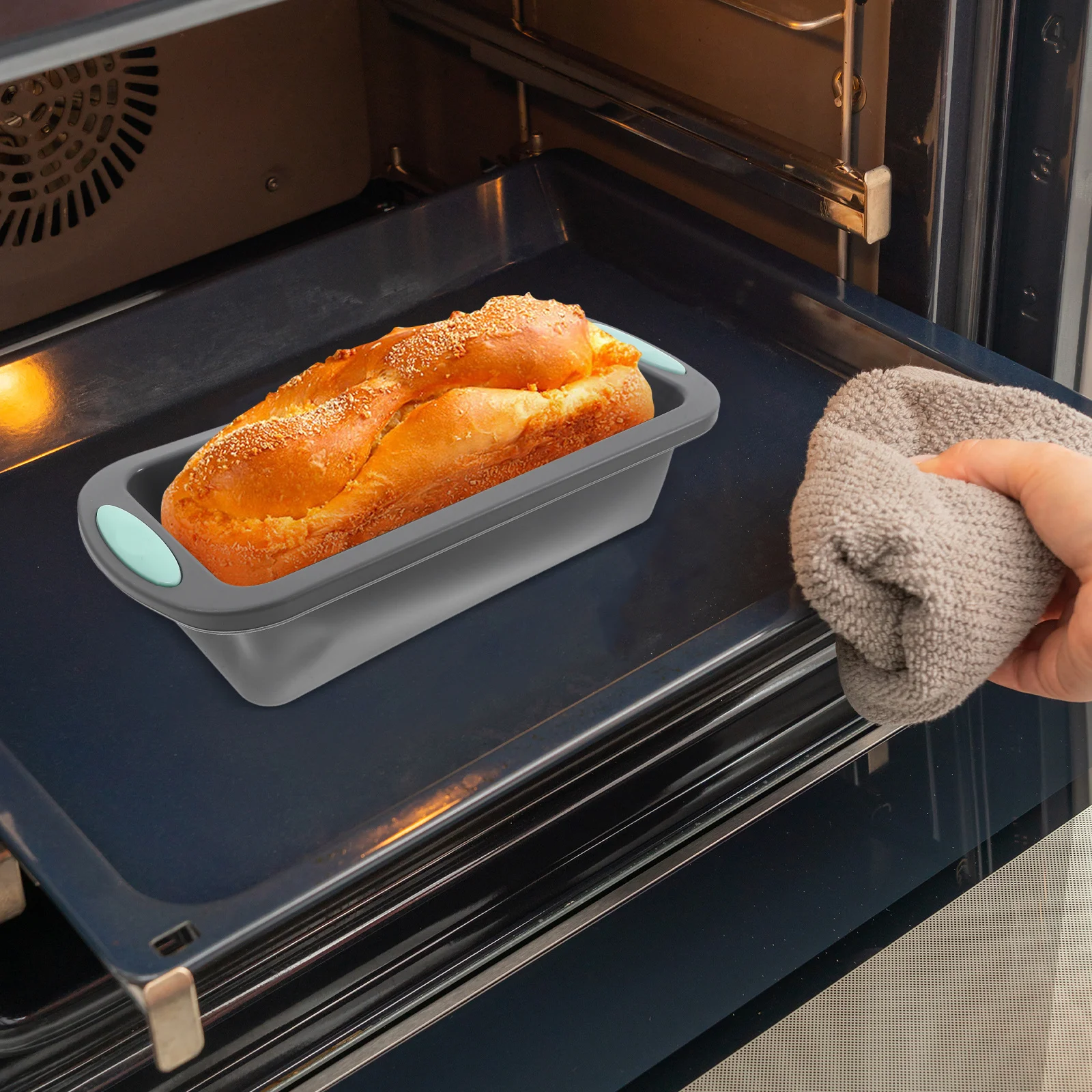 

Silicone Loaf Pan Metal Reinforced Frame Nonstick Mold for Baking Toast Bread Silicone Cake Mold Easy Clean