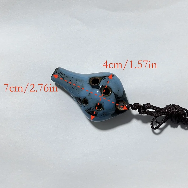 1pc,Crafts 6-hole ocarina kiln-changed small water drop six-hole ocarina with hanging rope