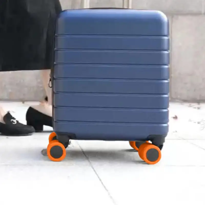 8Pcs Silicone Travel Luggage Caster Shoes with Silent Sound Suitcase Wheels Protection Cover Trolley Box Casters Cover Accessory