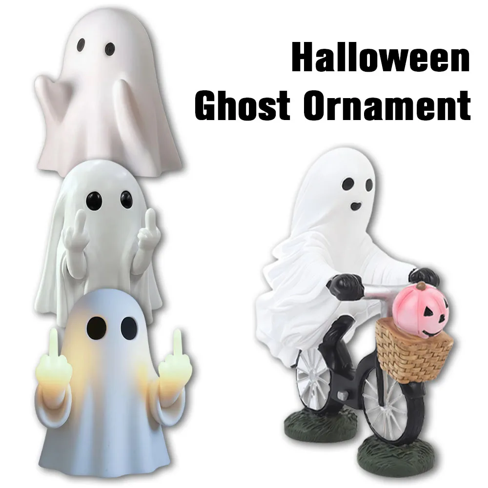 

Middle Finger Spooky Ghost Statue, Small Scary Halloween Ghost Figurines, Creative Pen Holder for Home & Office Decor