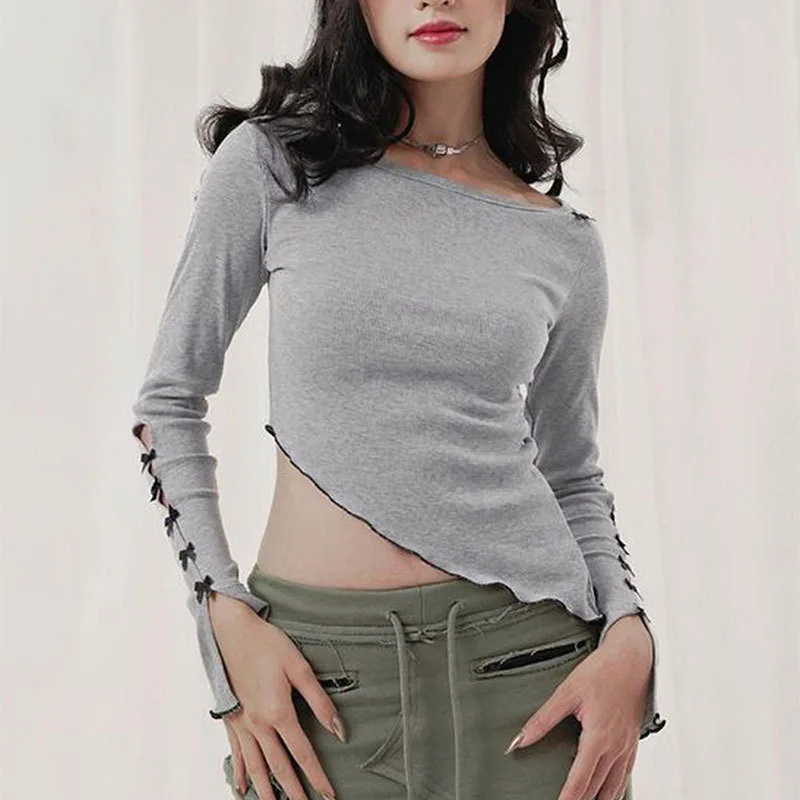 

Fuul Sleeve Vintage Clothes Crop Top Women 2024 New Chic Sweet Cool Thin Clothing