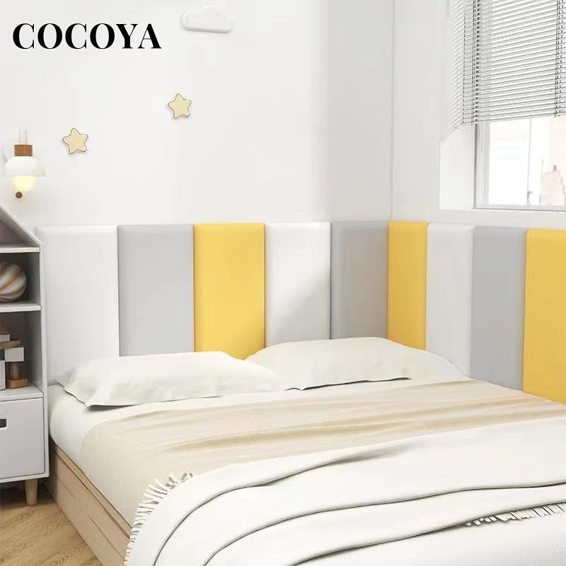3D Wall Stickers Self-adhesive Leather Soft Decoration Thick Kids Anti-collision Soft Wall Panels Bedroom Headboard Wall Fence