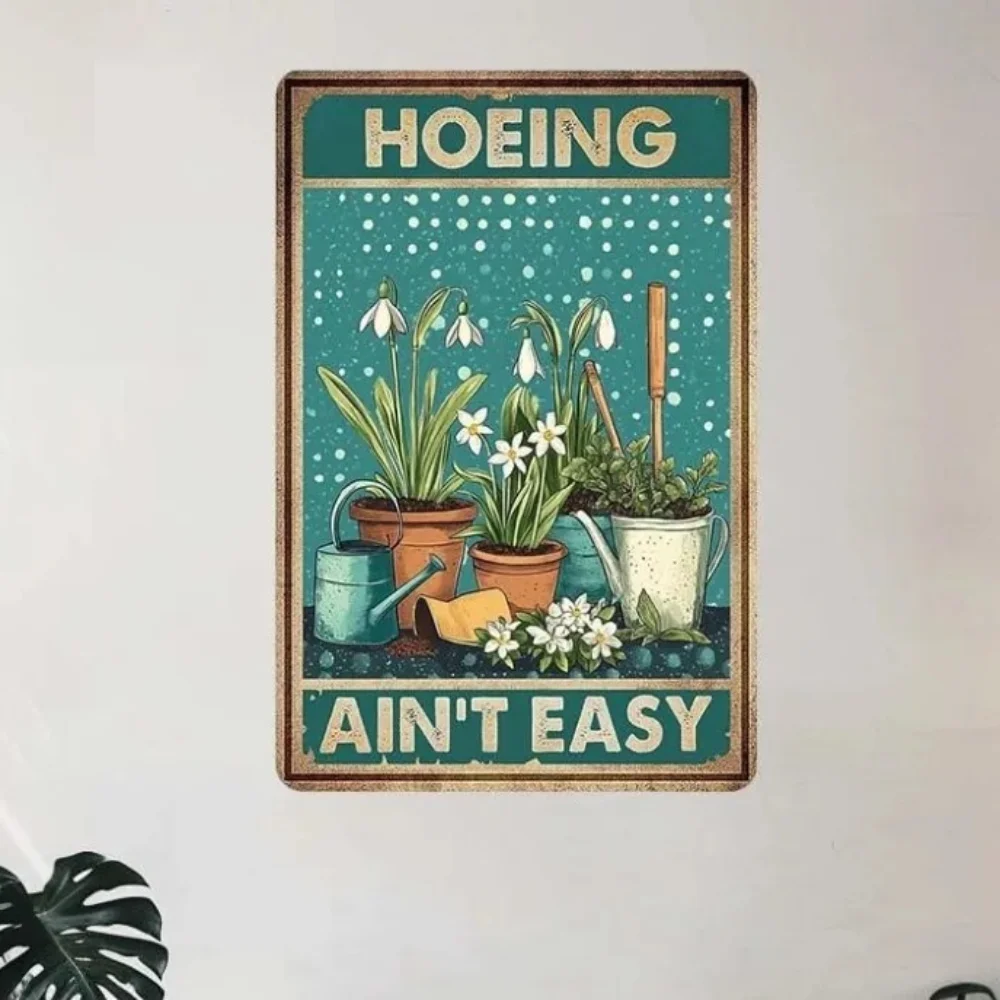 

Металлический художественный знак GiggleGarden «Hoeing Ain't Easy» — устойчивый к коррозии — стильный юмористический декор для входа в саду