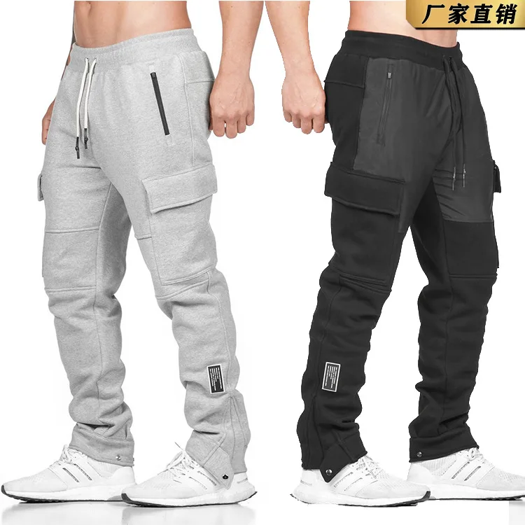 

2022 Fall Men Cotton Joggers Pants Pockets Overalls Gym Running Trousers Casual Pockets Men's Fitness Sports Pants