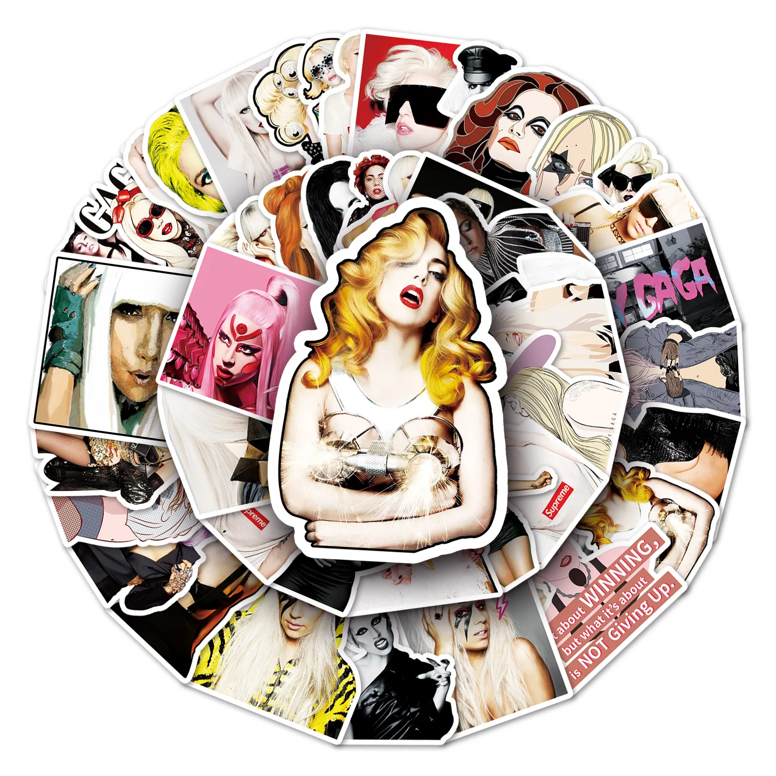 10/51PCS Singer Lady Gaga Stickers Crazy Fans Cartoon Cool Sexy Personal Decorative Graffiti Stickers DIY Skateboard Helmet