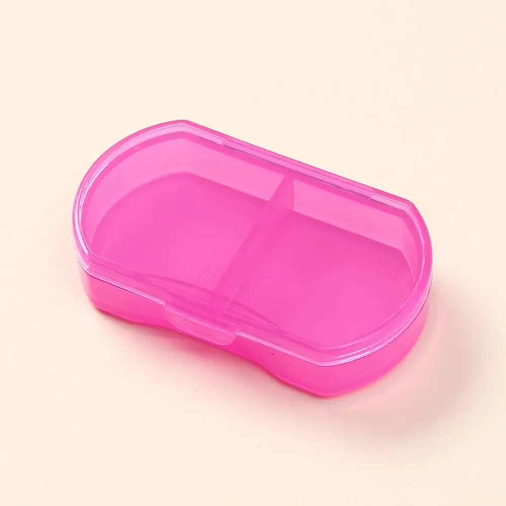 Simple Dust-proof 2-gird Pill Box With Lid Snap-on design Mini Medicine Box Safety Sealed Pill Packing Box Storage Box