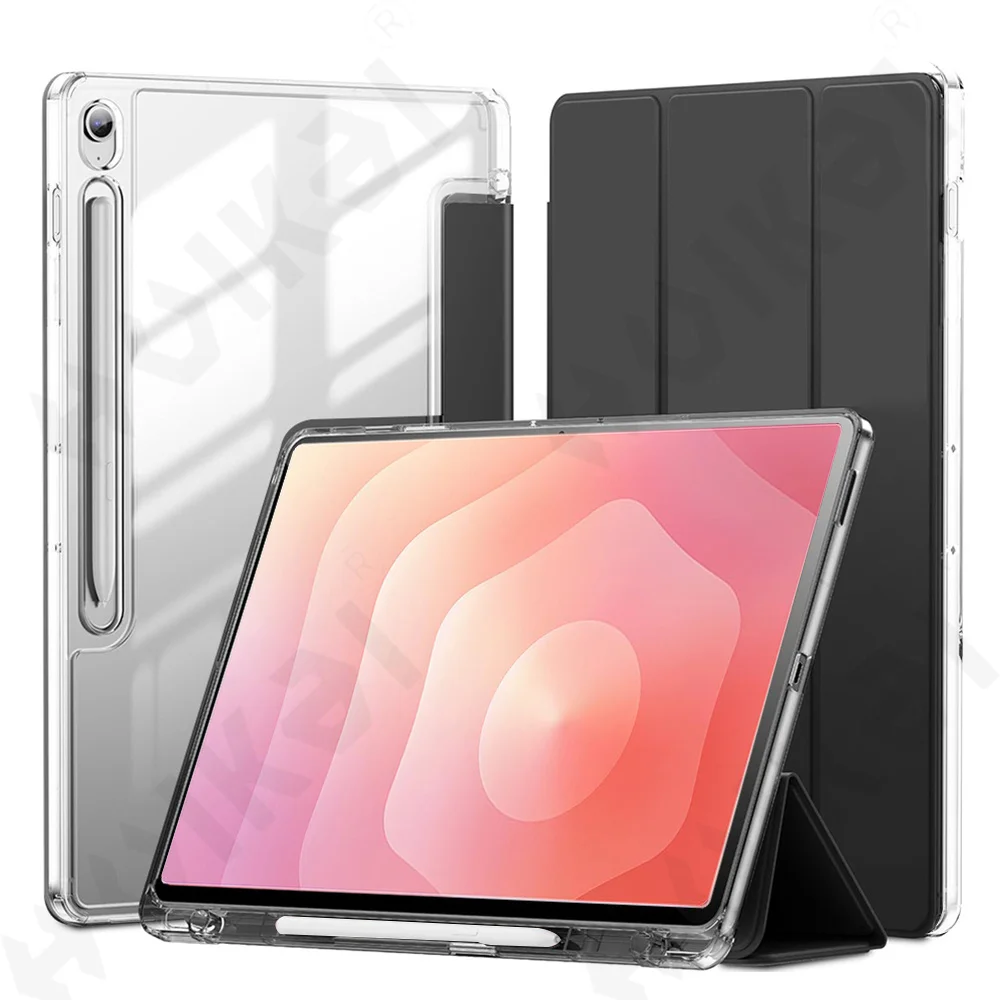 

Case For Samsung Tab S11 With Pencil Holder Trifold Stand Smart Silicone Soft TPU Auto Wake/Sleep Back