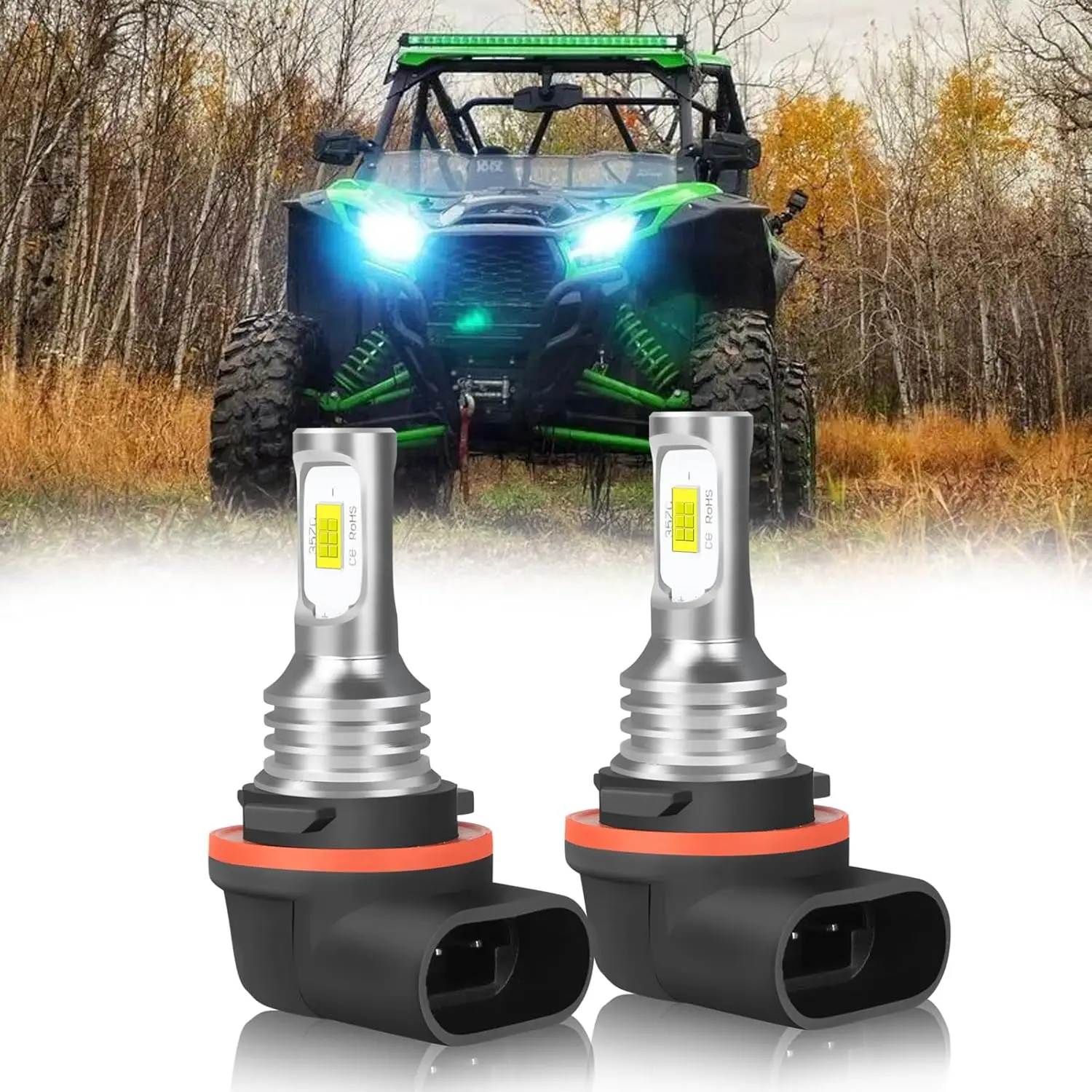 Ajuste para Kawasaki Teryx Mule Brute Force 750 2009-2020 bombillas de faros LED. Bombilla LED HR3 blanca, 2 chips 5730 34901-A21 92069-