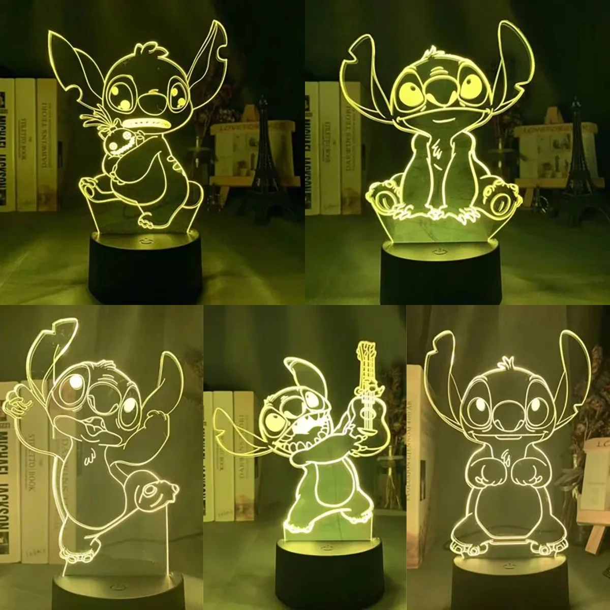 Disney Anime Led lampka nocna zabawki modele Stitch Anime rysunek lampa 3D wystrój pokoju dziecięcego urodziny/prezent na boże narodzenie