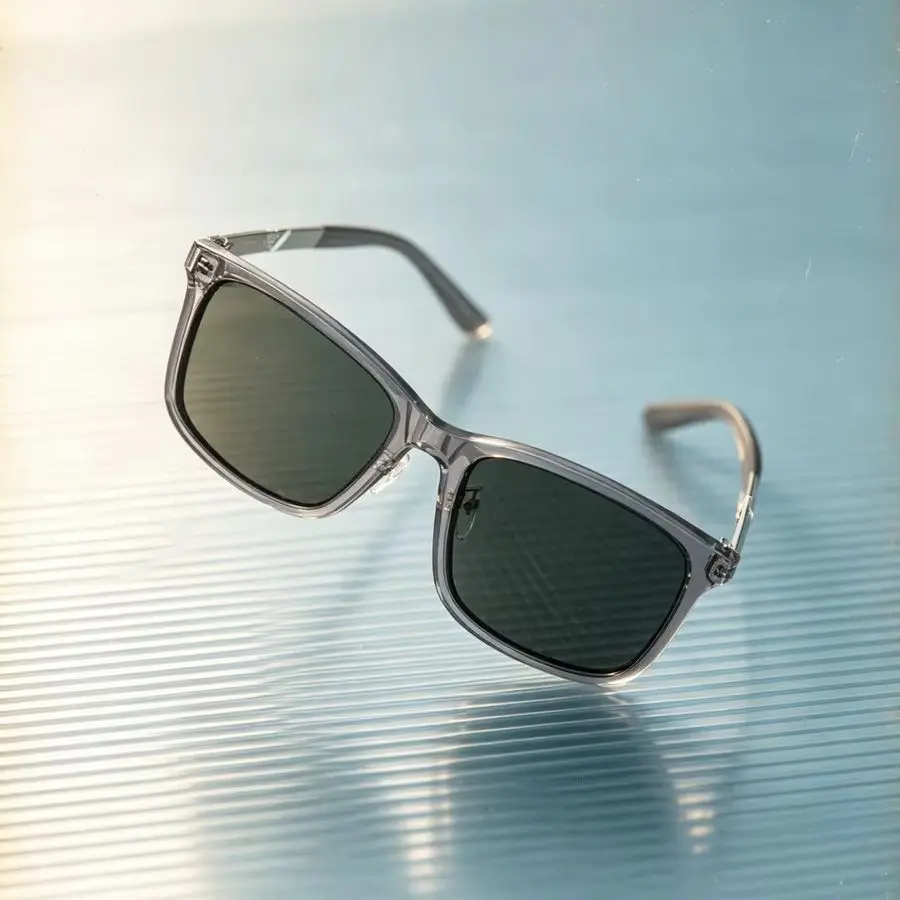 Emporio Armani EA4241D Square Sunglasses Transparent Grey Acetate Frame Green UV400 CAT.3 Lens Unisex Driving Fashion Sunglasses